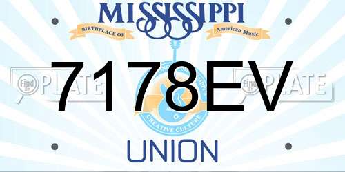 7178EV Mississippi License Plate
