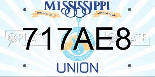717AE8 Mississippi License Plate