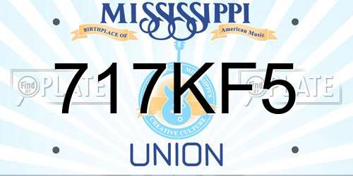 717KF5 Mississippi License Plate