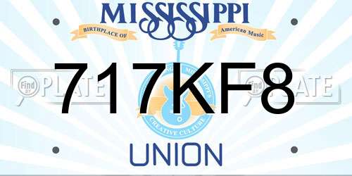 717KF8 Mississippi License Plate