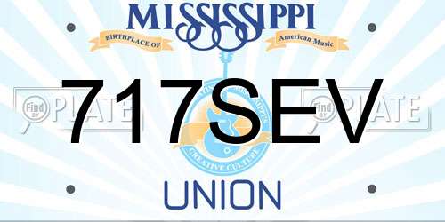 717SEV Mississippi License Plate