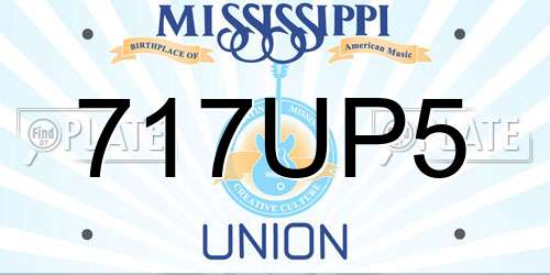 717UP5 Mississippi License Plate