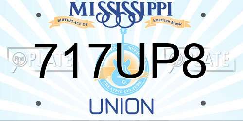 717UP8 Mississippi License Plate