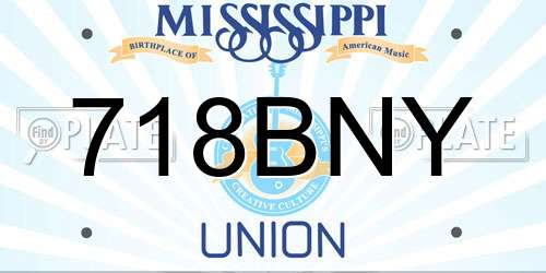 718BNY Mississippi License Plate