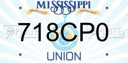 718CP0 Mississippi License Plate