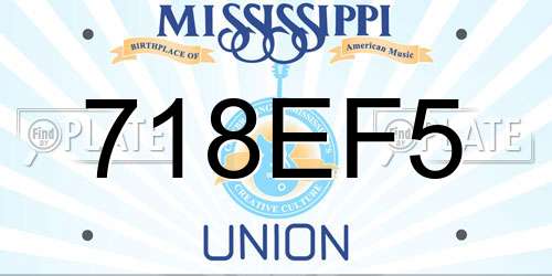 718EF5 Mississippi License Plate