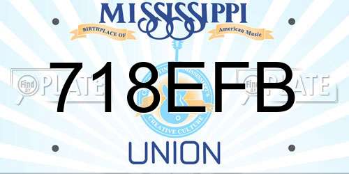 718EFB Mississippi License Plate