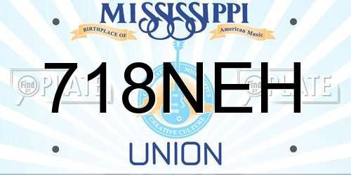 718NEH Mississippi License Plate