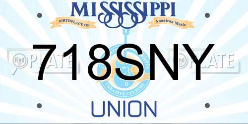 718SNY Mississippi License Plate
