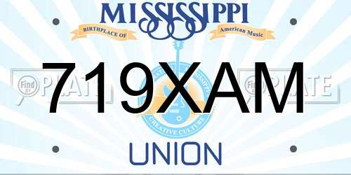 719XAM Mississippi License Plate