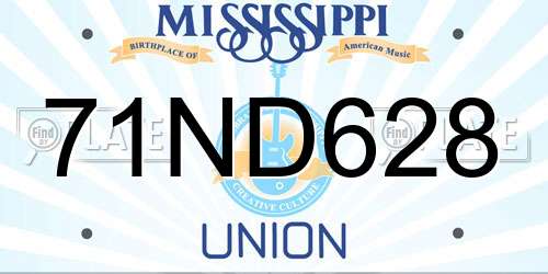 71ND628 Mississippi License Plate
