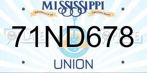 71ND678 Mississippi License Plate