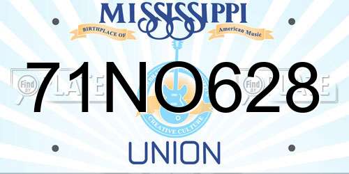 71NO628 Mississippi License Plate