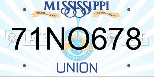 71NO678 Mississippi License Plate