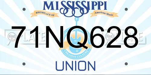 71NQ628 Mississippi License Plate