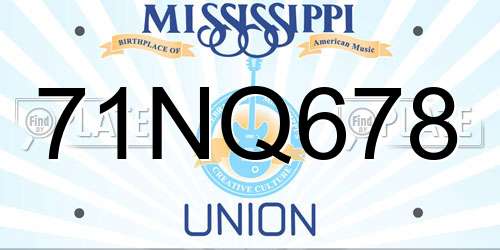 71NQ678 Mississippi License Plate