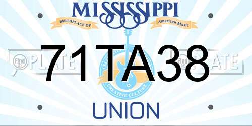 71TA38 Mississippi License Plate