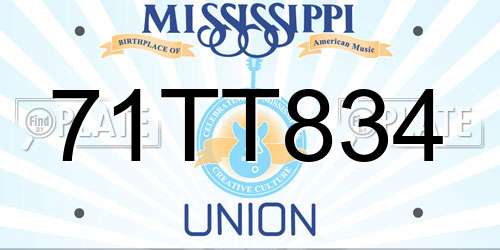 71TT834 Mississippi License Plate