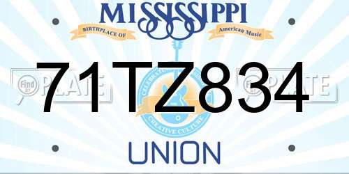 71TZ834 Mississippi License Plate