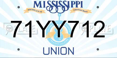 71YY712 Mississippi License Plate