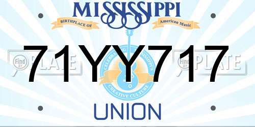 71YY717 Mississippi License Plate