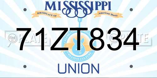 71ZT834 Mississippi License Plate