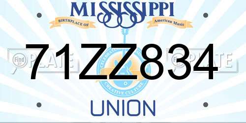 71ZZ834 Mississippi License Plate