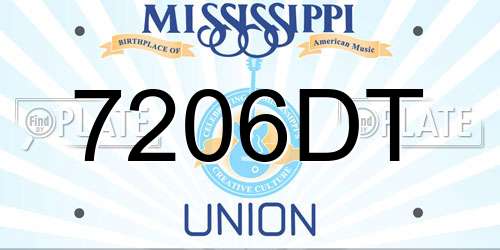 7206DT Mississippi License Plate