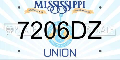 7206DZ Mississippi License Plate