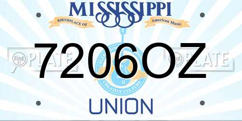 7206OZ Mississippi License Plate