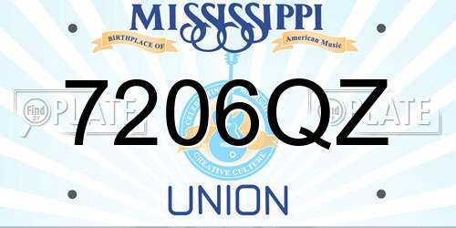 7206QZ Mississippi License Plate