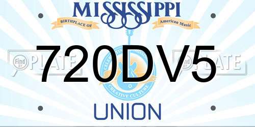 720DV5 Mississippi License Plate