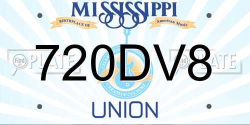 720DV8 Mississippi License Plate