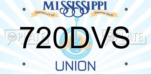 720DVS Mississippi License Plate