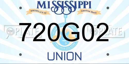 720G02 Mississippi License Plate