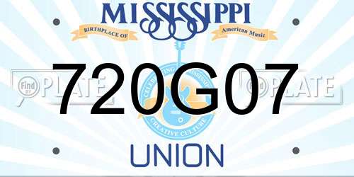 720G07 Mississippi License Plate