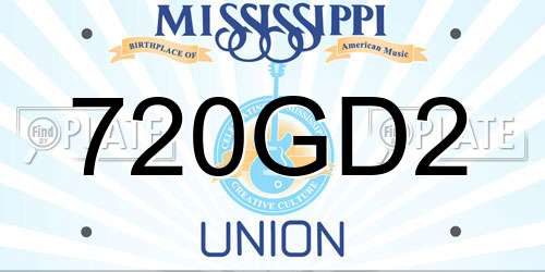 720GD2 Mississippi License Plate