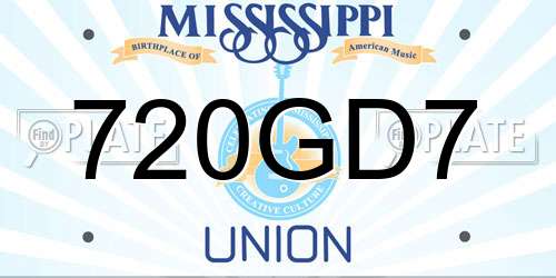 720GD7 Mississippi License Plate
