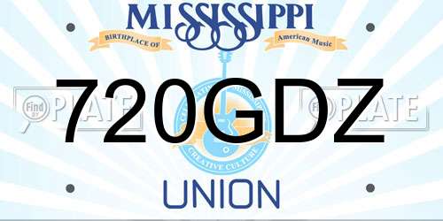 720GDZ Mississippi License Plate