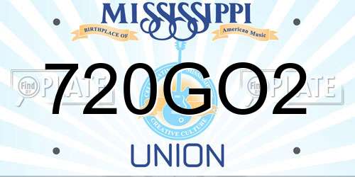 720GO2 Mississippi License Plate