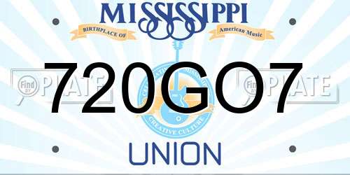 720GO7 Mississippi License Plate
