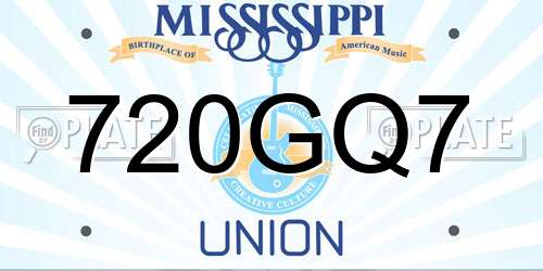 720GQ7 Mississippi License Plate