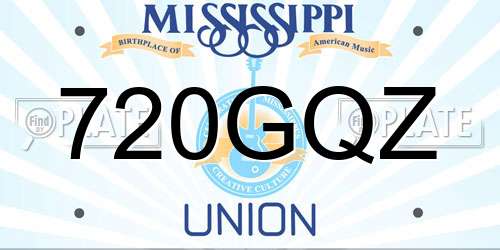 720GQZ Mississippi License Plate
