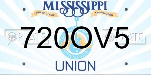 720OV5 Mississippi License Plate