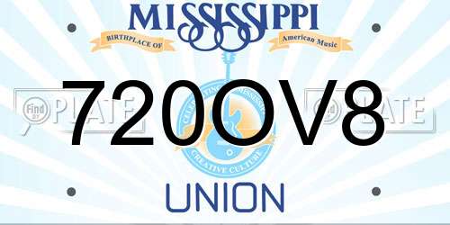 720OV8 Mississippi License Plate
