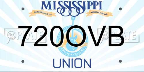 720OVB Mississippi License Plate