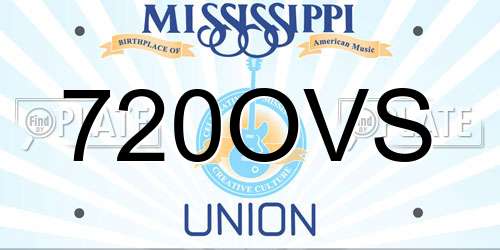 720OVS Mississippi License Plate