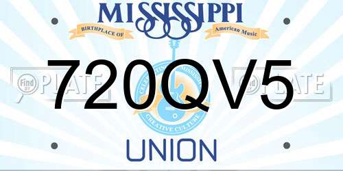 720QV5 Mississippi License Plate