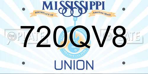 720QV8 Mississippi License Plate