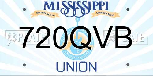 720QVB Mississippi License Plate